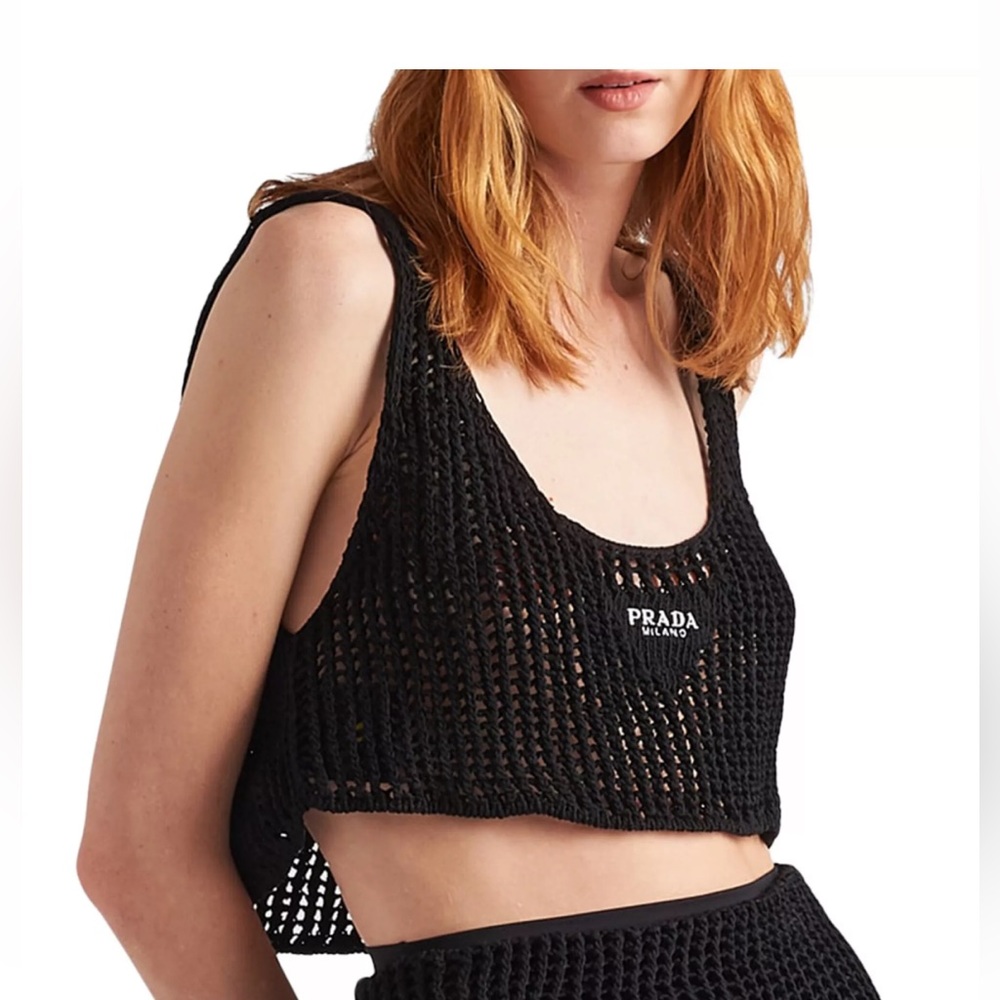 Prada Openwork Cotton Crop Top